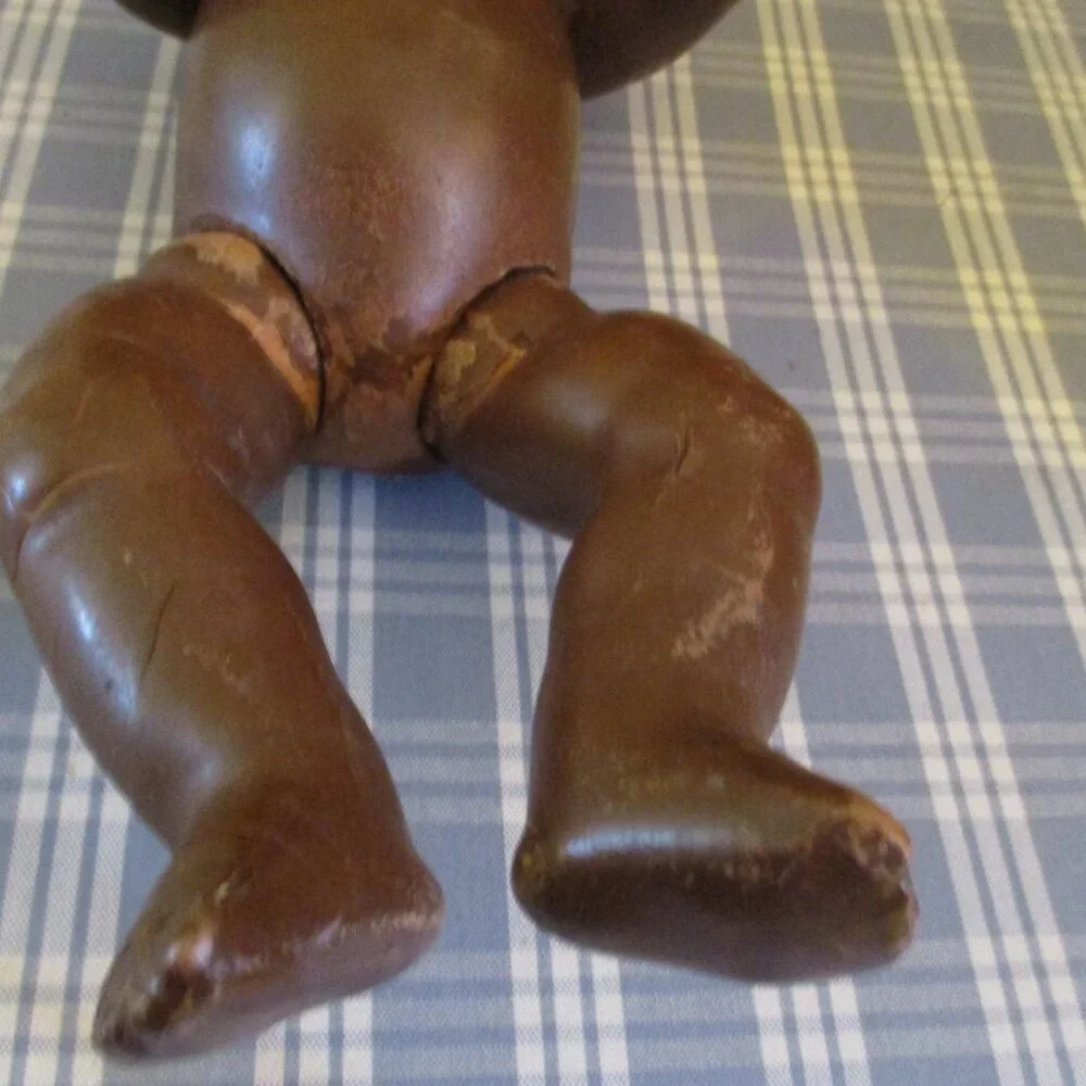 VTG 11" Black baby boy composition Doll, w/jointed limbs doll 1930's. TLC - Picture 7 of 11